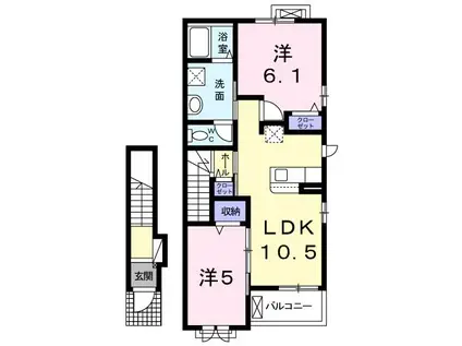 メゾン・ド・コンフォート II(2LDK/2階)の間取り写真