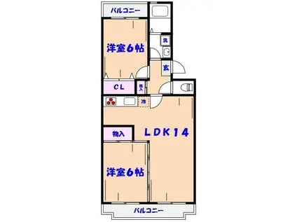 ボナールシャトレー原木(2LDK/1階)の間取り写真