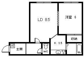 スイートライフ(1LDK/2階)の間取り写真