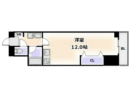 カーサアラスカ(ワンルーム/5階)の間取り写真