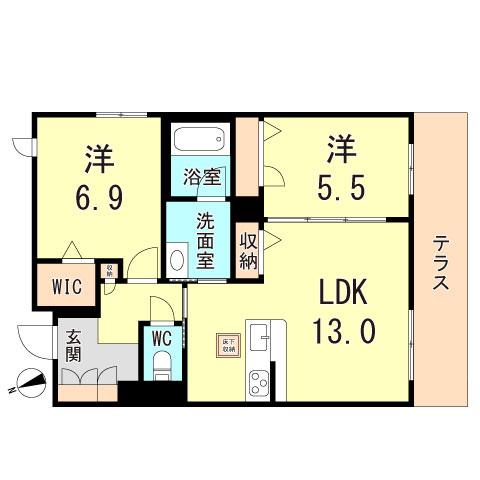 SEASIDE HOUSE(2LDK/1階)の間取り写真