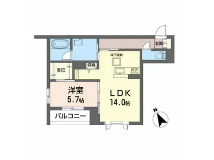 レアリゼ長町(1LDK/1階)の間取り写真