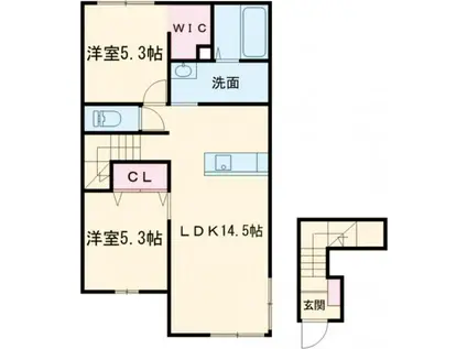 MONOQLOI(1LDK/2階)の間取り写真
