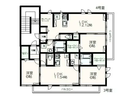 ヴィヴレ(2LDK/3階)の間取り写真