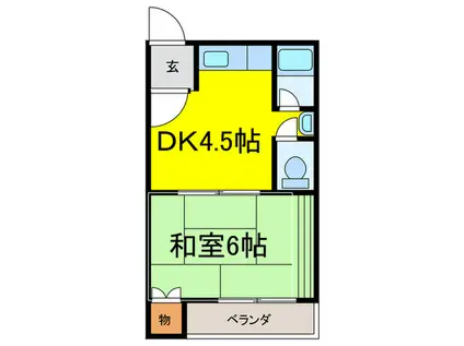 立美ハイツII(1DK/2階)の間取り写真