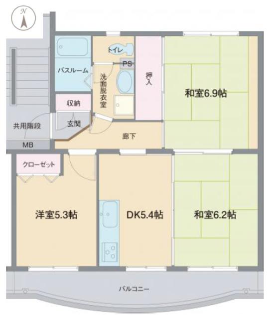 富士ハイツ(3DK/1階)の間取り写真