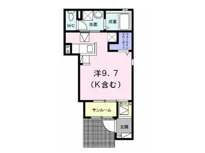 レイクサイド坪見(1K/1階)の間取り写真