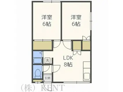 クチュール伏古45(2LDK/2階)の間取り写真