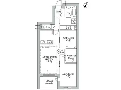 GREENCREST(2LDK/1階)の間取り写真