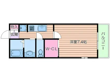 アビタシオン西川(1K/2階)の間取り写真