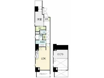 都営三田線 三田駅(東京) 徒歩7分 8階建 築4年(1LDK/3階)の間取り写真