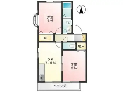 ファミールハイムB(2DK/1階)の間取り写真