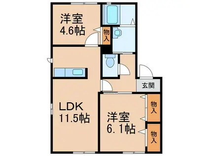 わかやま電鉄貴志川線 貴志駅 徒歩12分 2階建 築22年(2LDK/1階)の間取り写真