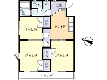 ペガサス小野川(3K/2階)の間取り写真