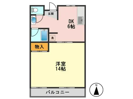 コーポ荻(1DK/3階)の間取り写真