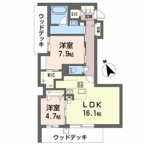 GRAND BLEU DE SASAOKA(2LDK/1階)の間取り写真