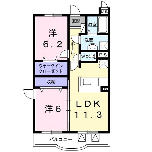しなの鉄道 大屋駅 徒歩11分 3階建 築16年(2LDK/2階)の間取り写真