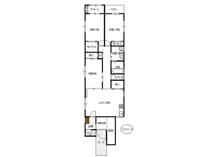 ウエストサイド御経塚8号棟(3LDK/1階)の間取り写真