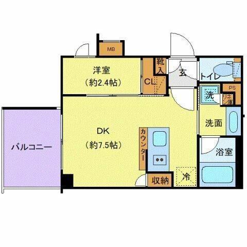 シーフォルム東新宿Ⅱ(1DK/2階)の間取り写真
