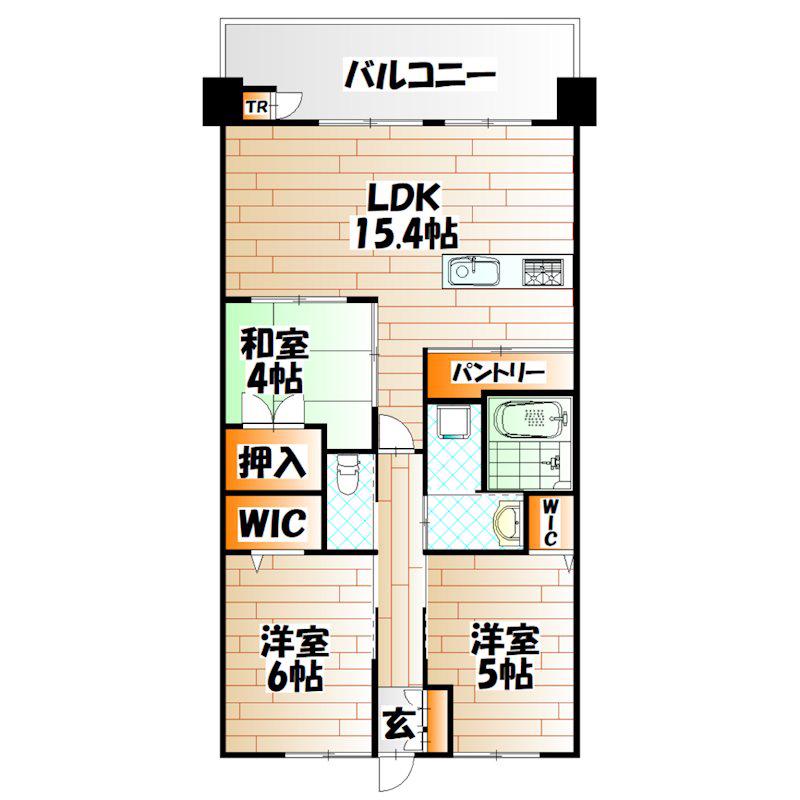 アーティックス門司ヘリテイジ(3LDK/2階)の間取り写真