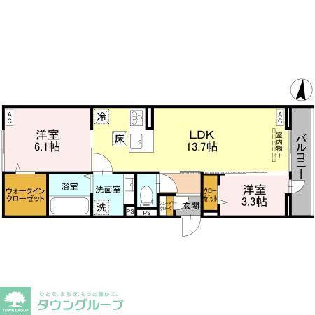 グラン南越谷(2LDK/3階)の間取り写真