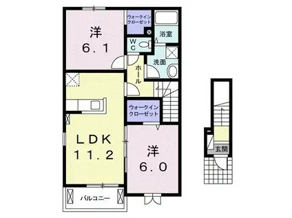 アフロディーII(2LDK/2階)の間取り写真