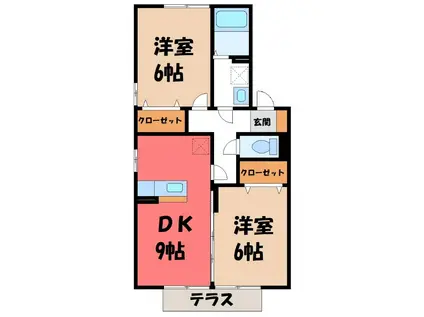 フリージアM(2DK/1階)の間取り写真