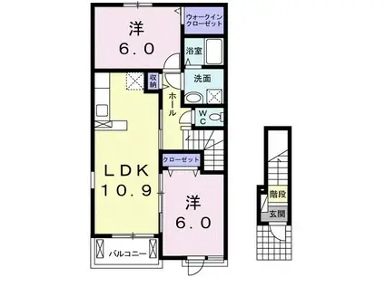 アザリーメゾン 壱番館(2LDK/2階)の間取り写真