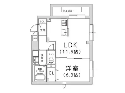 TRICERA COURT(1LDK/4階)の間取り写真