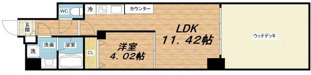 プレジオ鎗屋町(1LDK/2階)の間取り写真