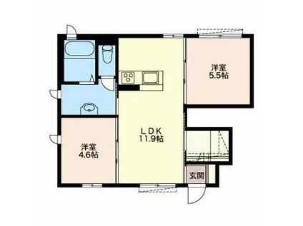 やまぼうし(2LDK/1階)の間取り写真