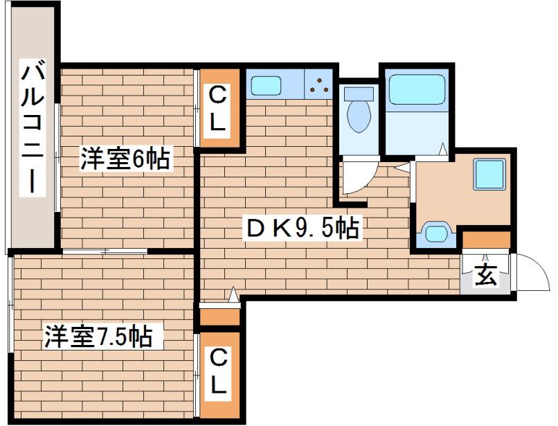 グリシーヌ静徳(2DK/3階)の間取り写真