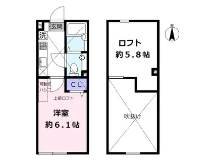 アザーレ・パッシオ栗谷D(1K/1階)の間取り写真