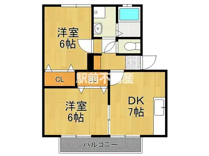 ウィズペットハッピネス(2DK/1階)の間取り写真