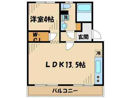 あべりあ(ワンルーム/1階)の間取り写真