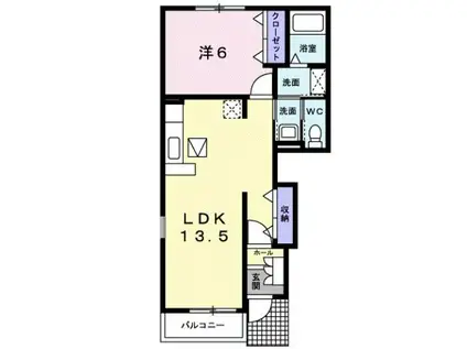 シャン・ド・フルール II(1LDK/1階)の間取り写真