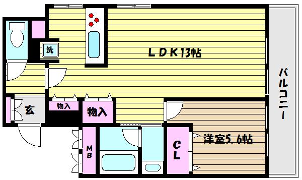 サンヴィラ魚崎(1LDK/1階)の間取り写真