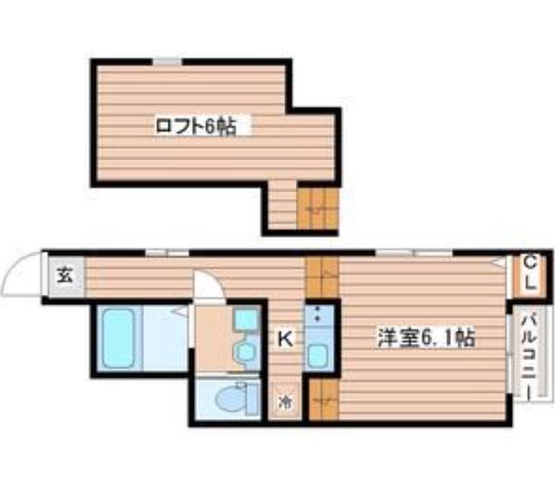 THEソレイユ国見(1K/1階)の間取り写真