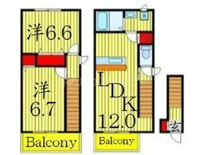 ブルックハマナカ(2LDK/2階)の間取り写真