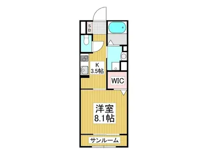 リアン波田(1K/1階)の間取り写真