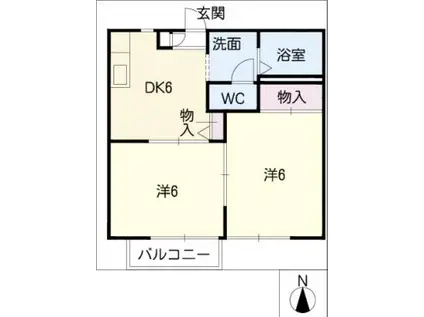 パラシオン北田(2K/2階)の間取り写真