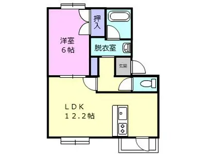 カーサピーノ(1LDK/1階)の間取り写真