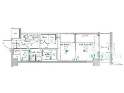 ラフィスタ調布多摩川(2K/3階)の間取り写真