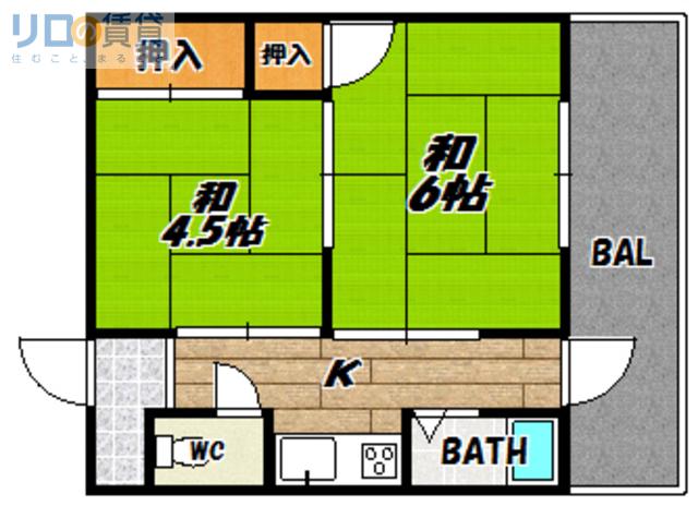 吹明マンション(2K/2階)の間取り写真