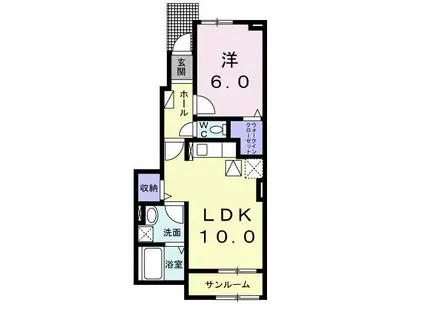 リデアル東中津B(1LDK/1階)の間取り写真