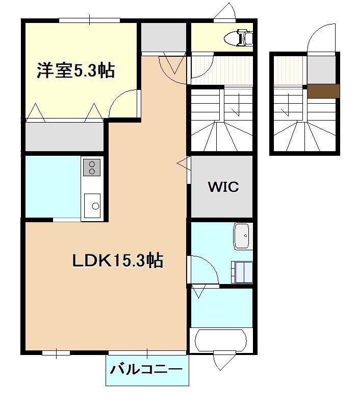 SWEET BOA B(1LDK/2階)の間取り写真