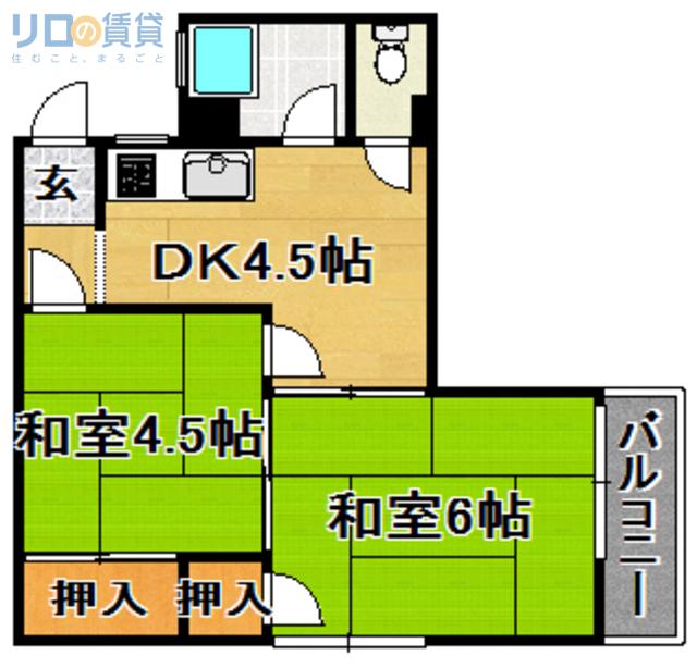 明徳ビル(2DK/3階)の間取り写真