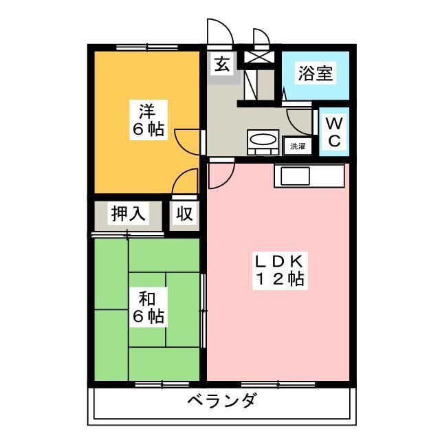 SUNーイーストーAOKI(2LDK/2階)の間取り写真