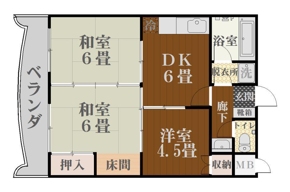 スカイパークマンション(3DK/3階)の間取り写真