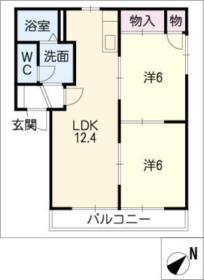 セゾン静香(2LDK/2階)の間取り写真